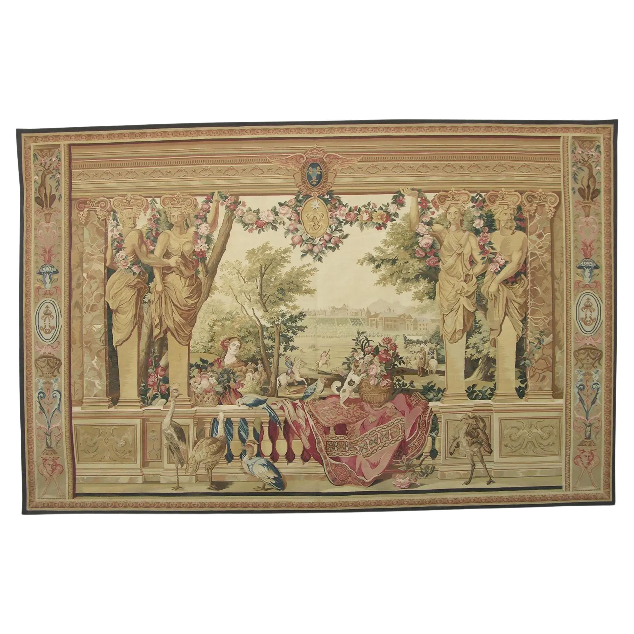 Vintage Tapestry Depicting Royal Figures 9.9X6.4 For Sale
