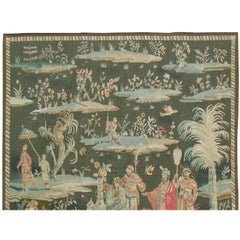 Tapisserie vintage représentant des figures royales sur des îles 6,5X5,5