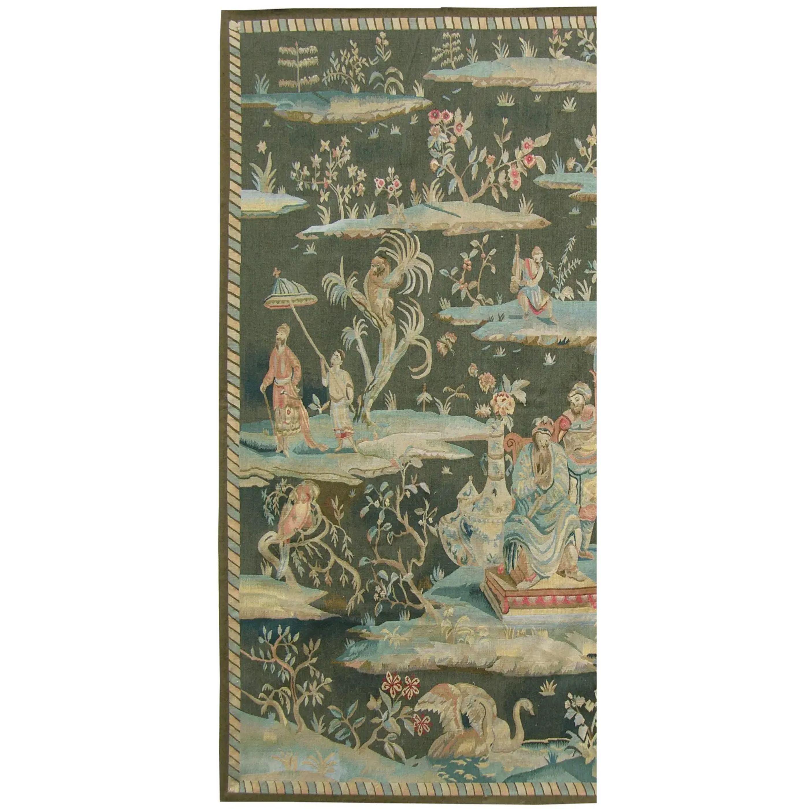 Unknown Vintage Tapestry Depicting Royal Figures on Islands 6.5X5.5 For Sale