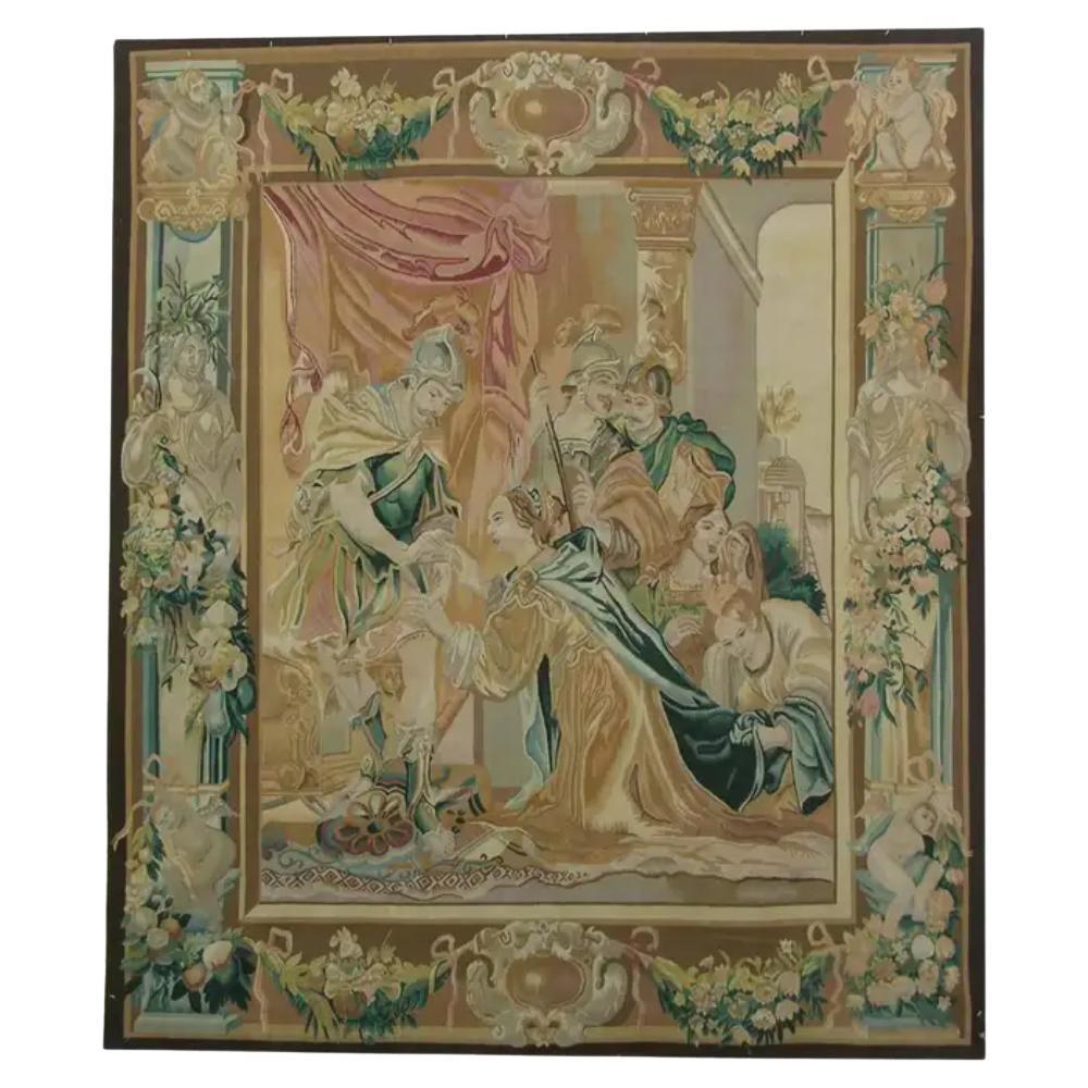 Vintage Tapestry Depicting Royalty 5.7X6.7 For Sale