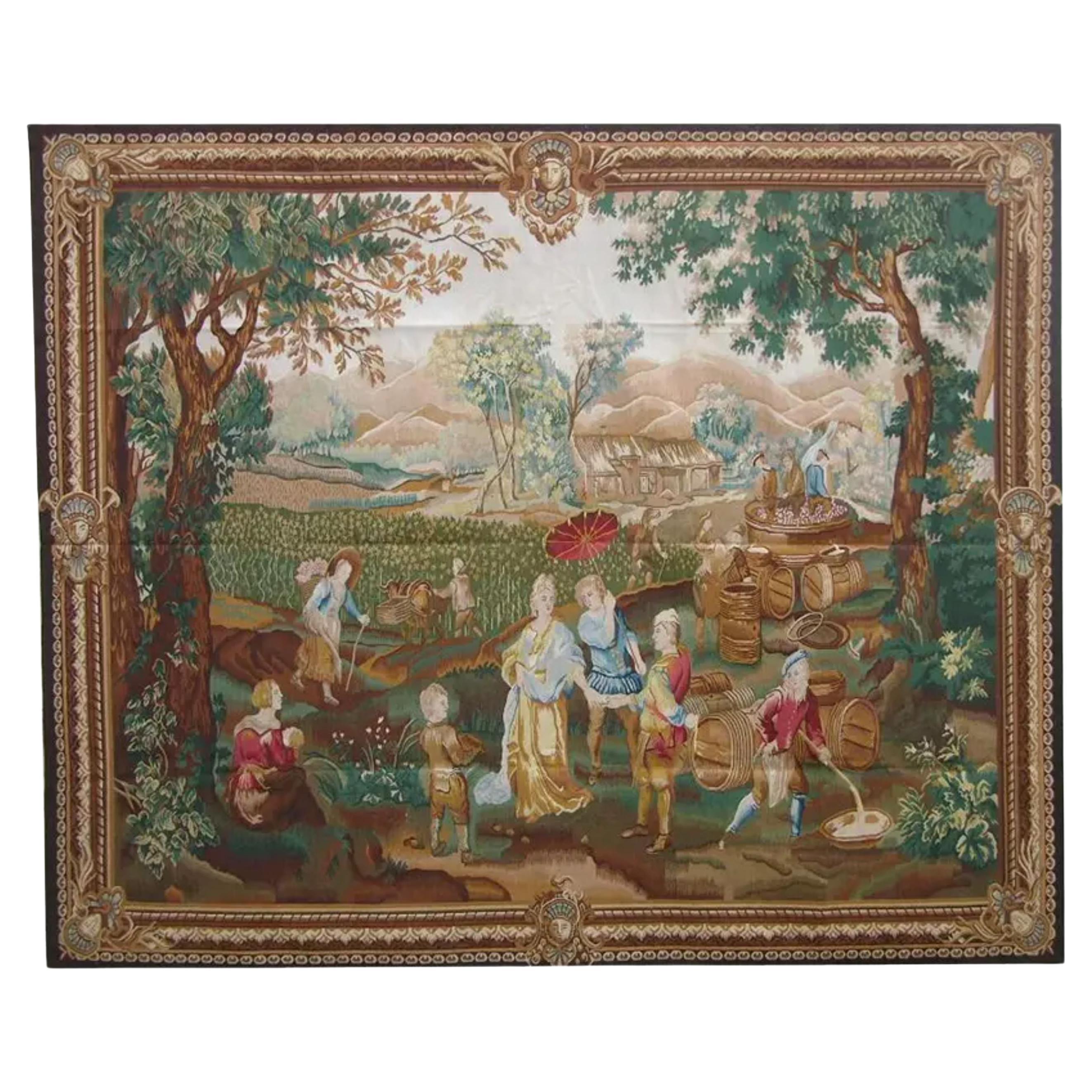 Vintage Tapestry Depicting Royalty 8X6.5 For Sale