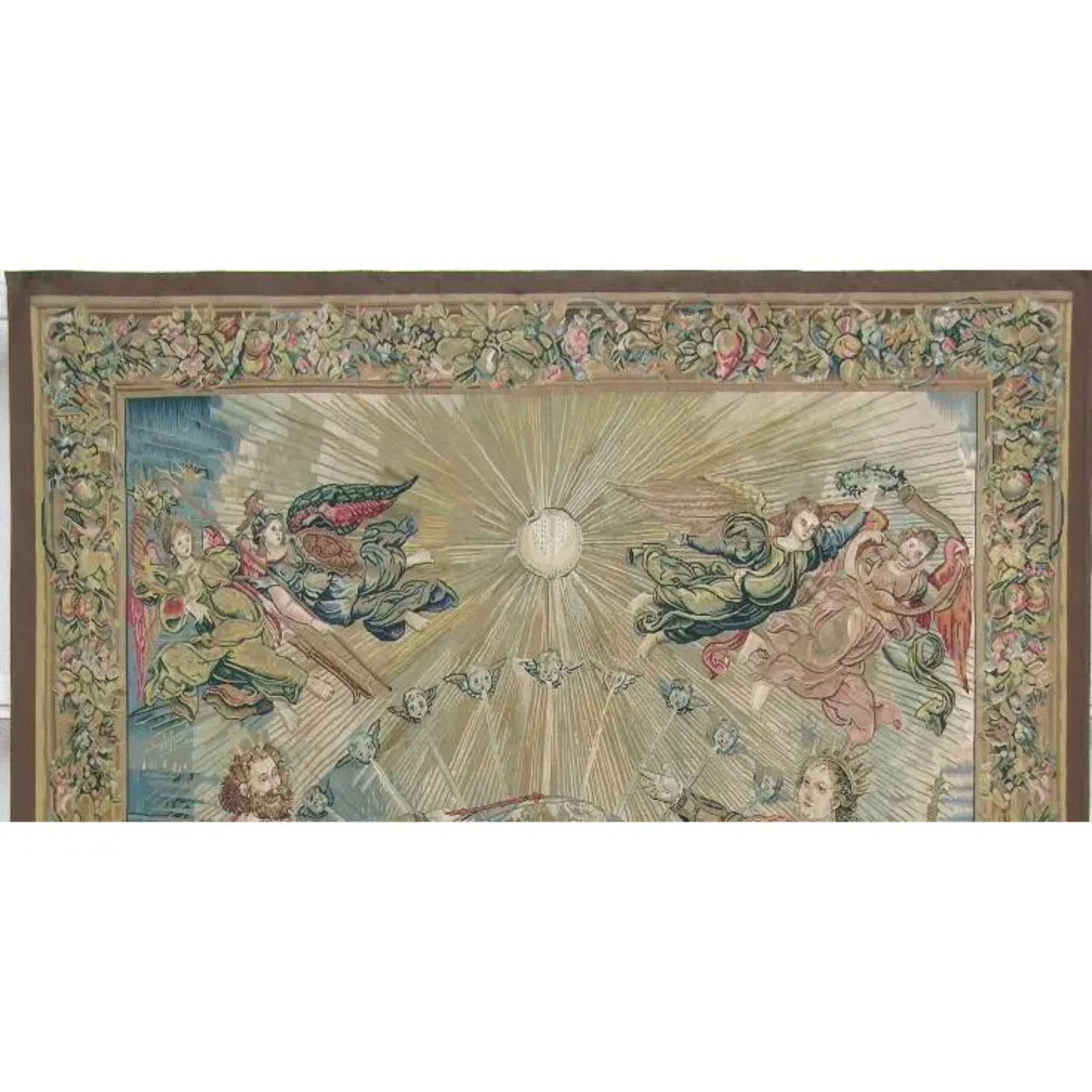 Unknown Vintage Tapestry Depicting Royalty and Angels 8X7 For Sale
