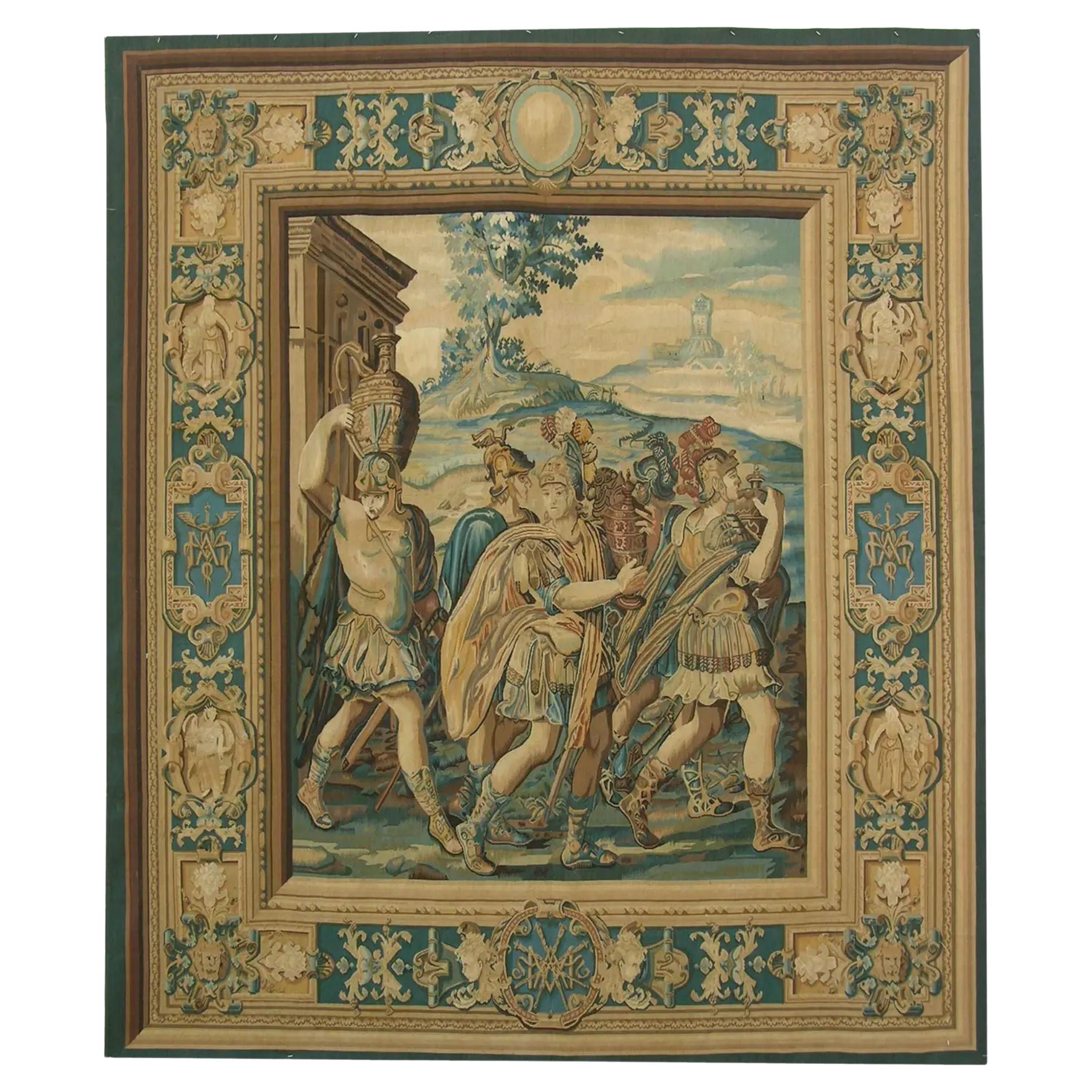 Vintage Tapestry Depicting Soliders of War 5.10X6.9 For Sale