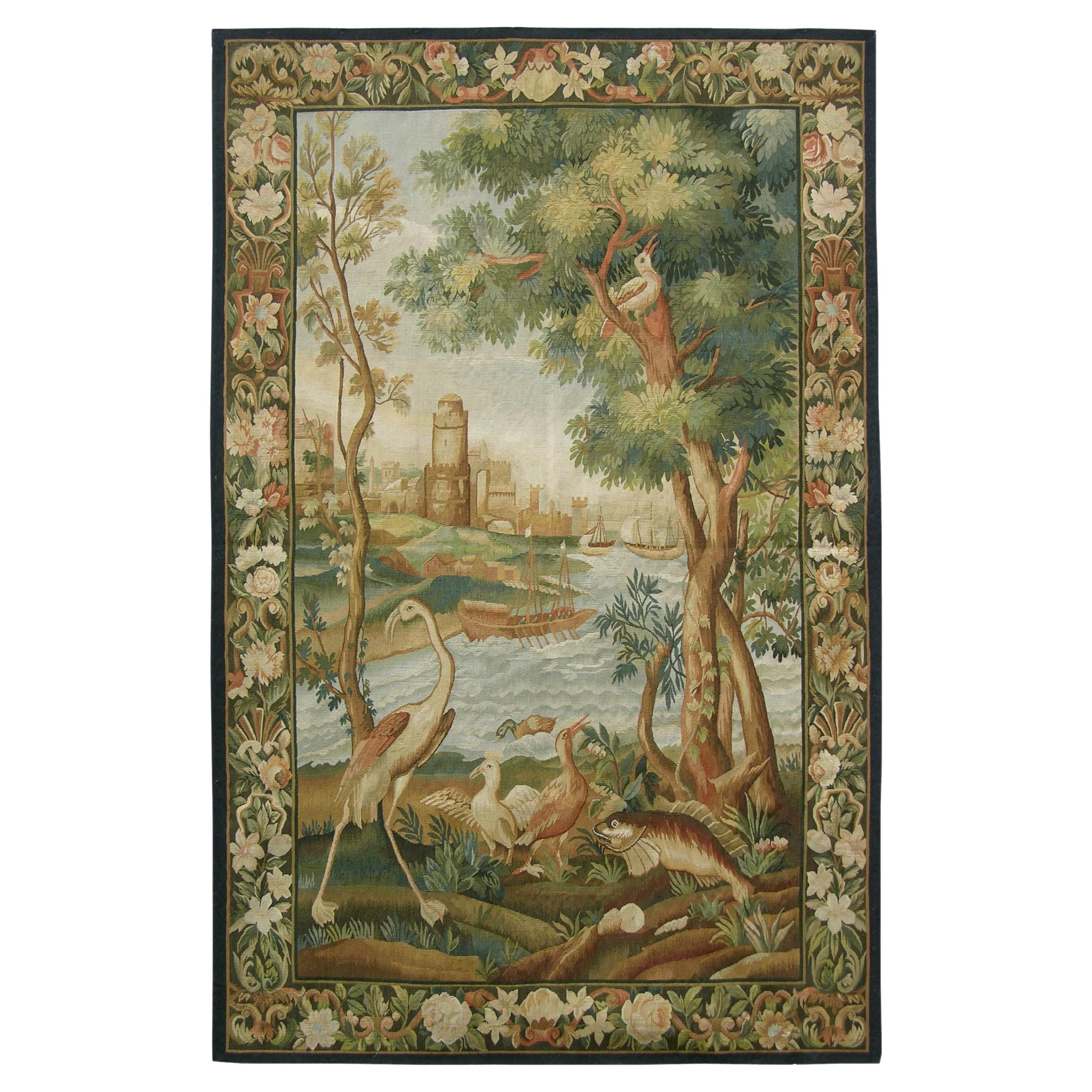 Vintage Tapestry Depicting Wildlife 6'2" X 4'2" For Sale