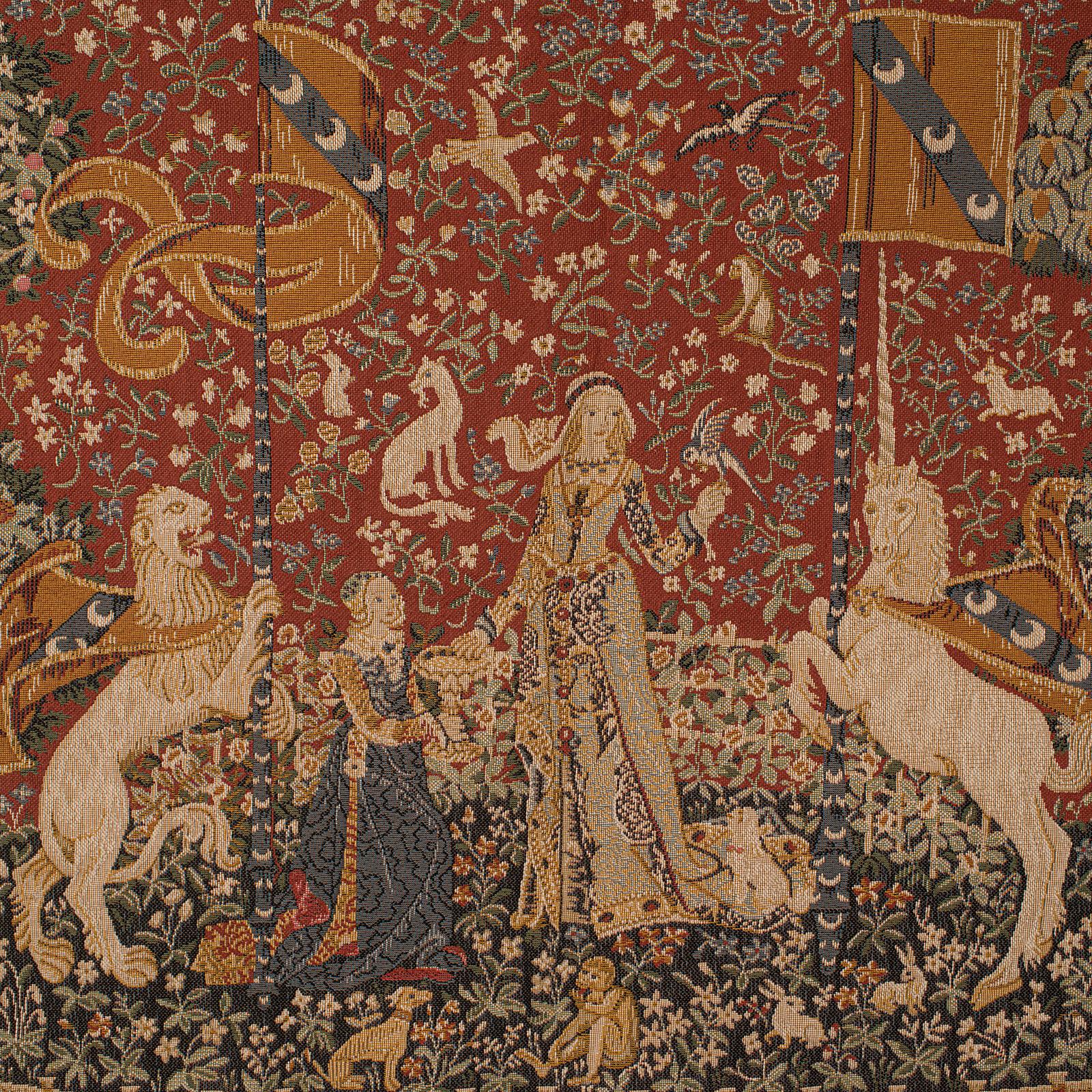 Vintage Tapestry, French, Needlepoint, the Lady and the Unicorn, the Taste, 1980 In Good Condition In Hele, Devon, GB