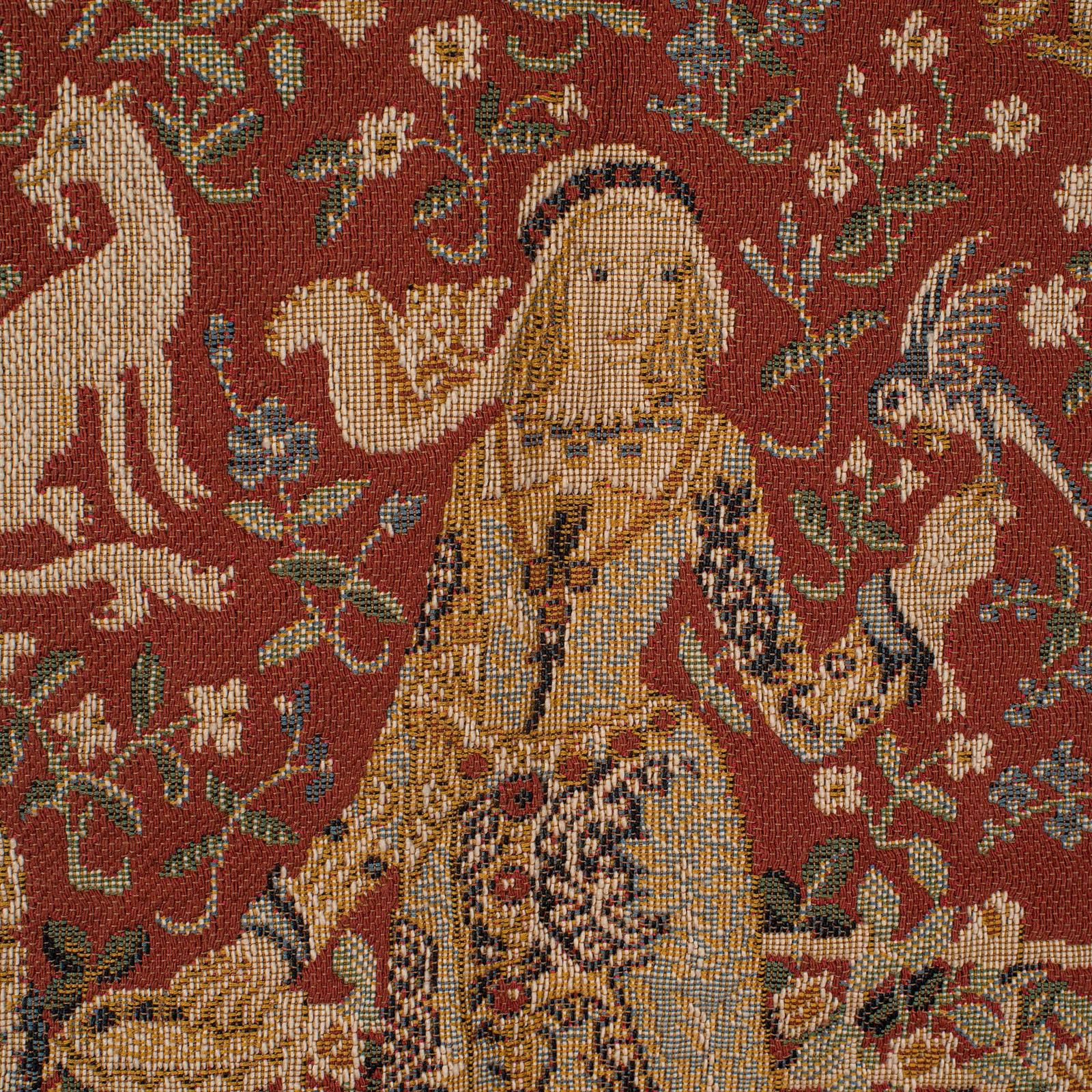 20th Century Vintage Tapestry, French, Needlepoint, the Lady and the Unicorn, the Taste, 1980