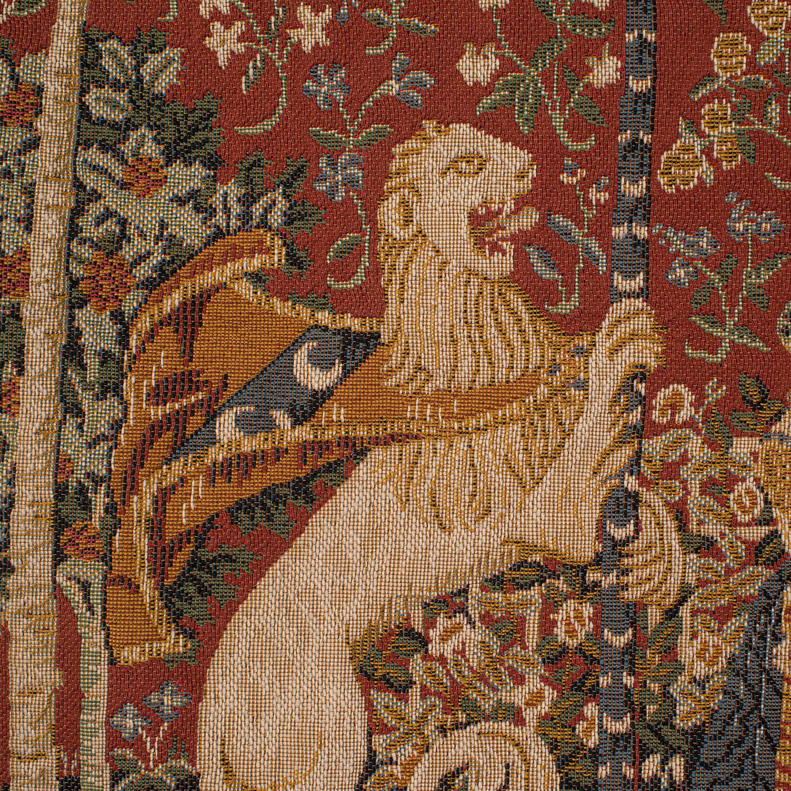 Textile Vintage Tapestry, French, Needlepoint, the Lady and the Unicorn, the Taste, 1980
