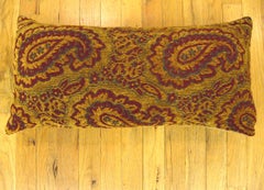 Vintage Tapestry Pillow with Large Paisley Designs, Fabric Front & Linen Backing