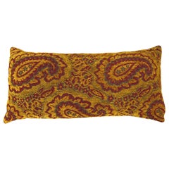 Vintage Tapestry Pillow with Large Paisley Designs, Fabric Front & Linen Backing