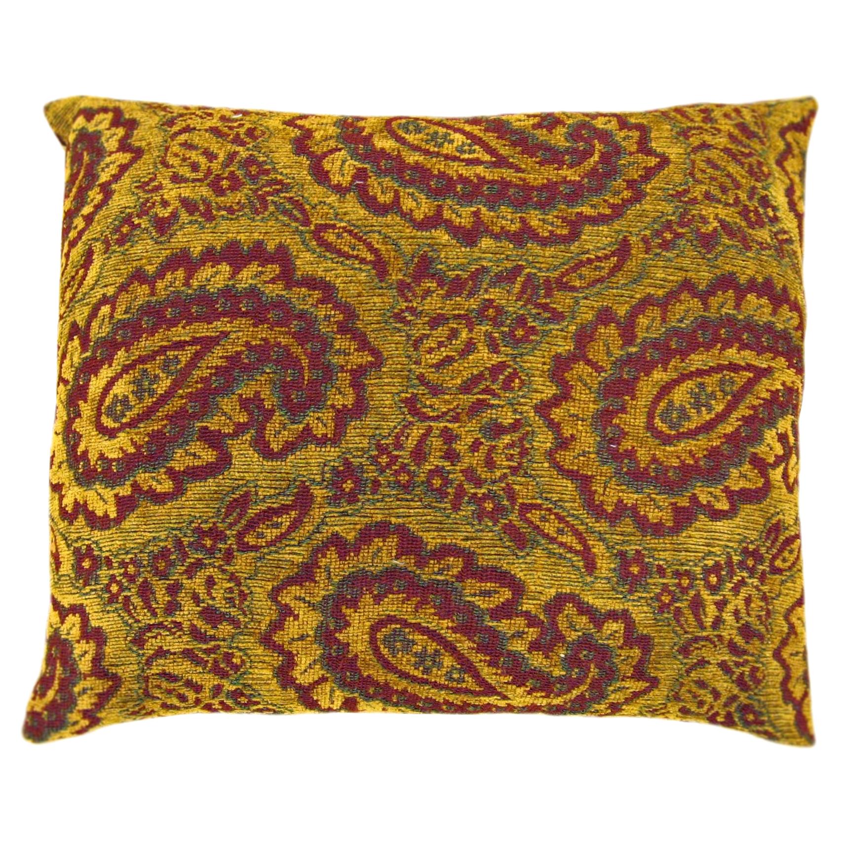 Vintage Decorative Tapestry Pillow, with Large Paisley Designs For Sale