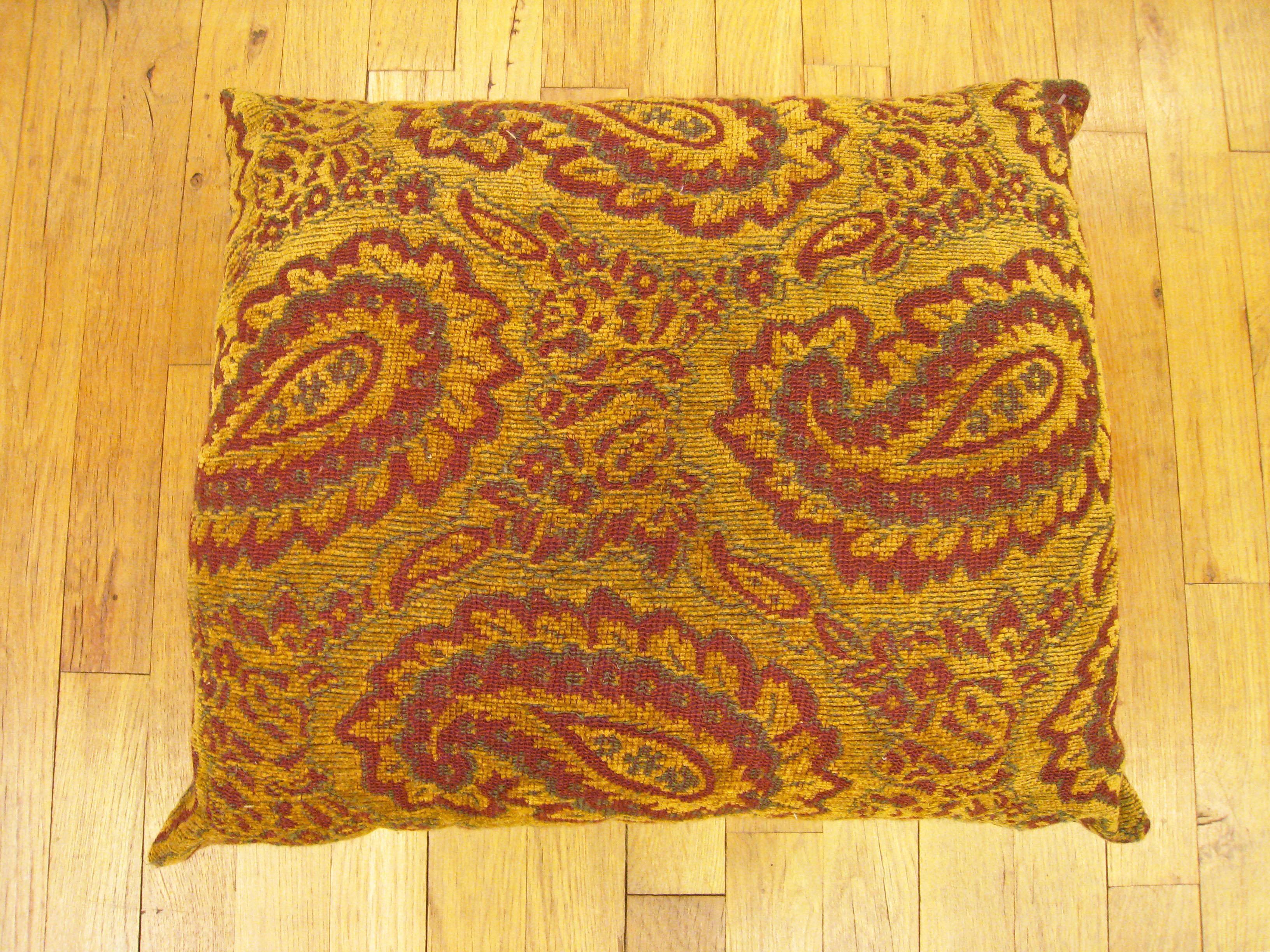 North American Vintage Tapestry Pillows with Large Paisley Designs For Sale