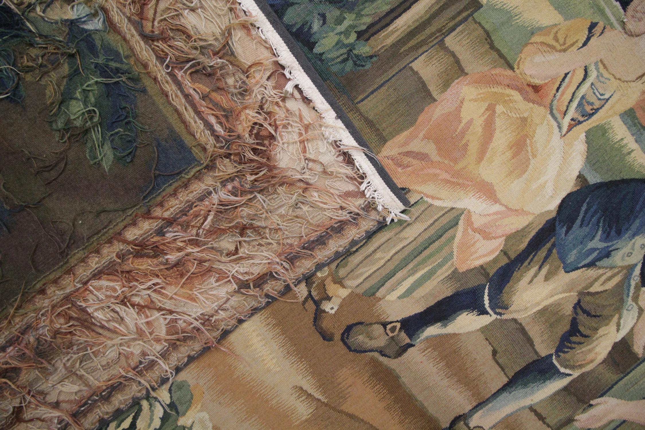 Handgefertigter Wandteppich im französischen Vintage-Wandteppich-Teppich-Stil mit Tanzszene im Angebot 2