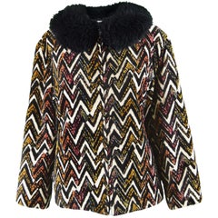 Retro Tapestry & Shearling Jacket Coat