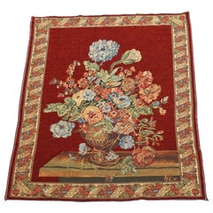 Vintage Tapestry with a Flower and Vase Design
