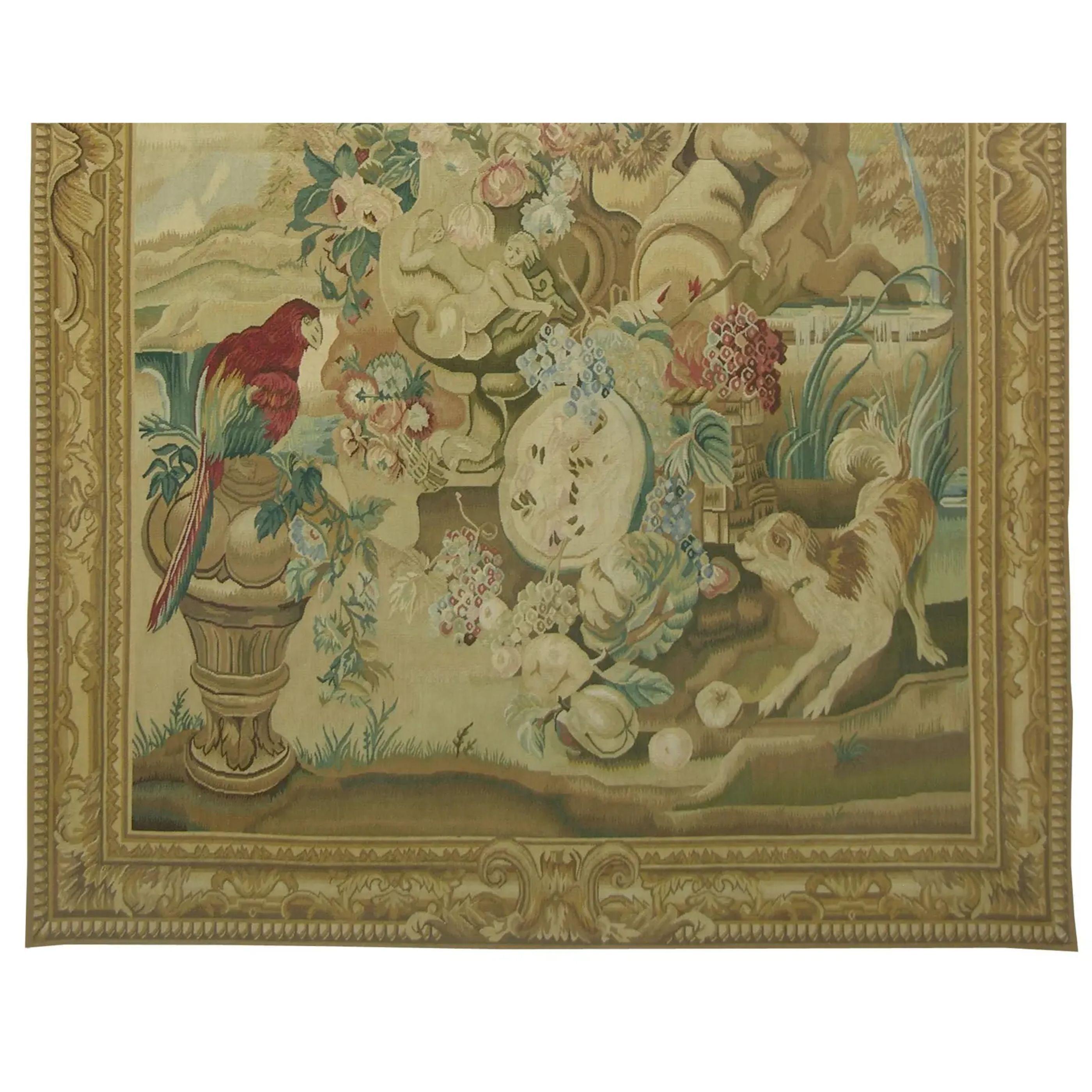 Unknown Vintage Tapestry With Birds and Animals 6.7X4.5 For Sale