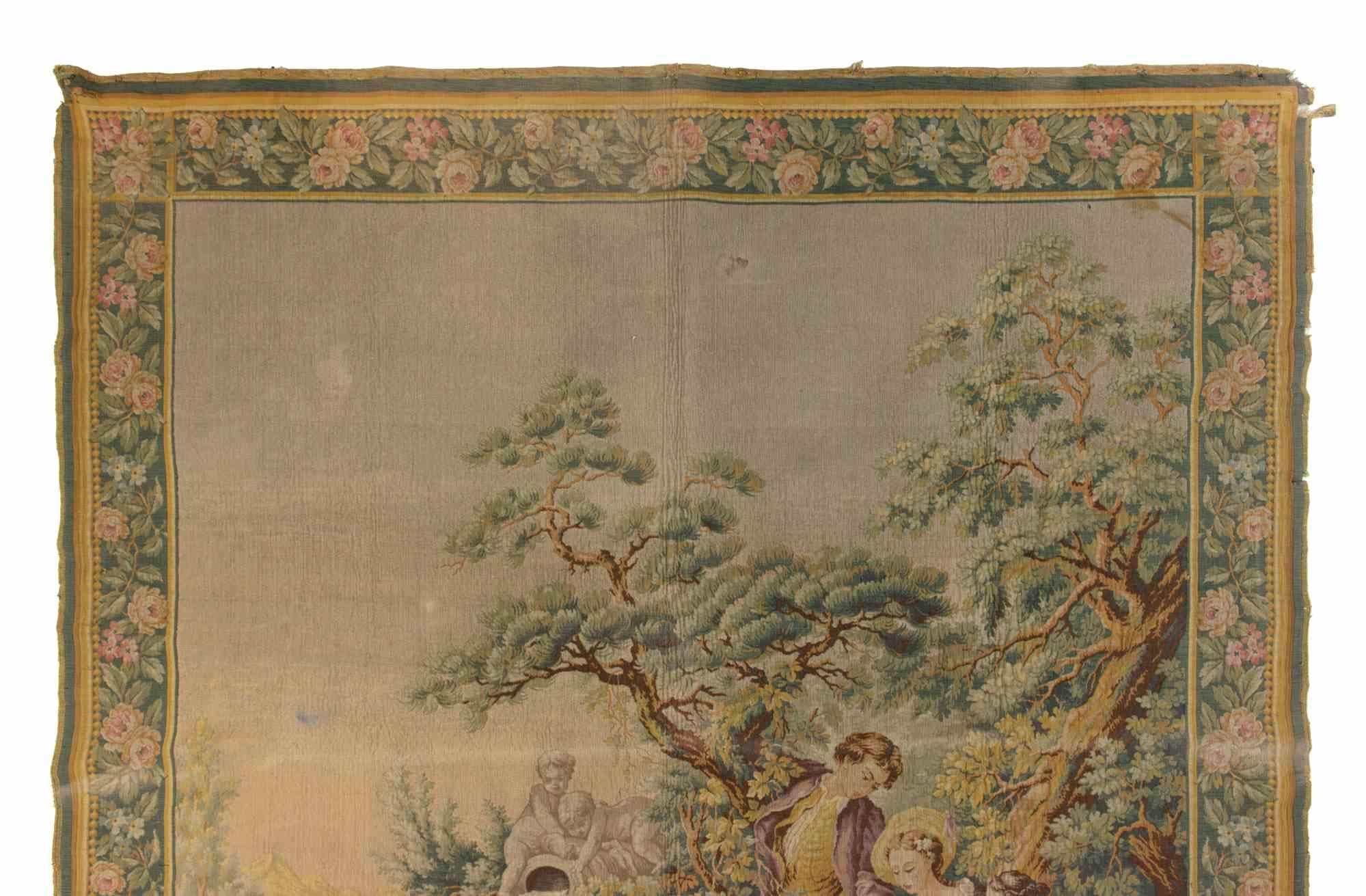 Italiano Arazzo vintage con scena bucolica, inizio XX secolo in vendita