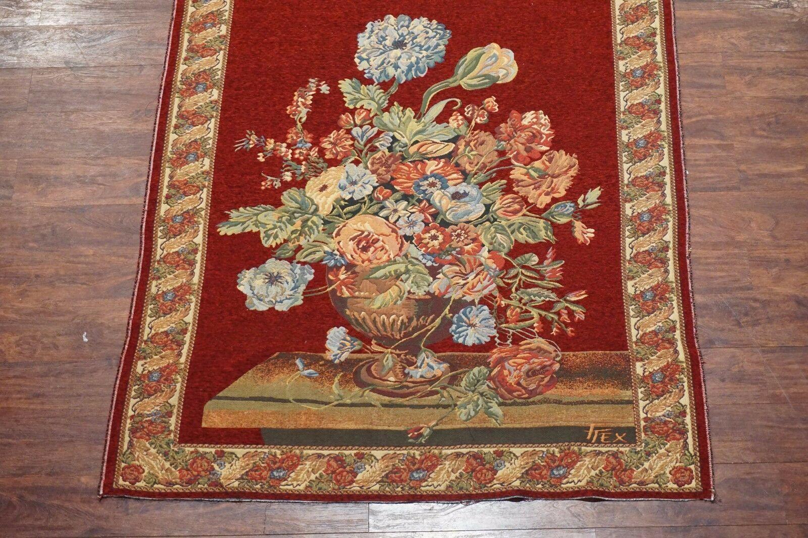 Vintage Tapestry with Floral Design In Excellent Condition For Sale In Laguna Hills, CA