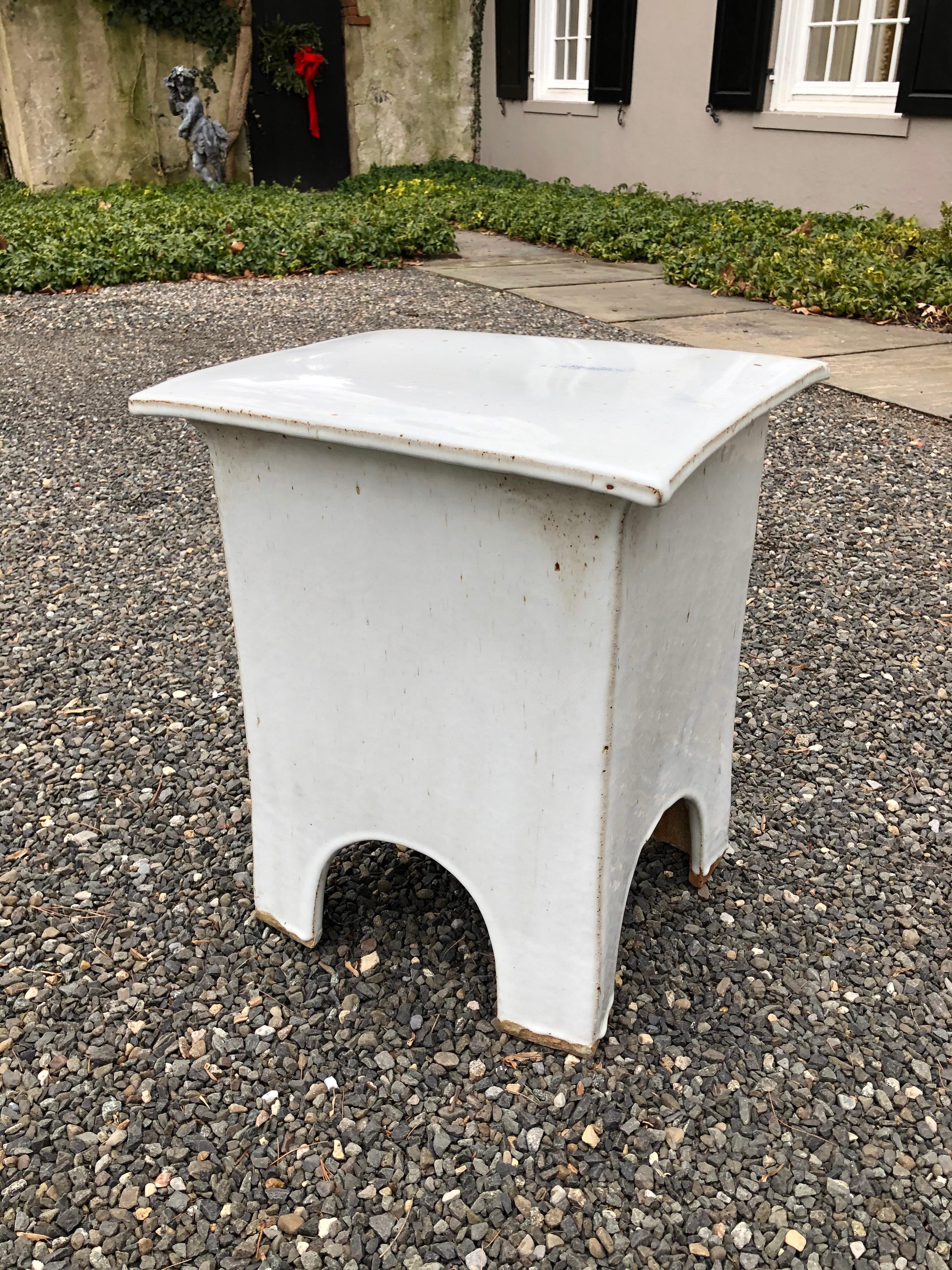 Vintage Tariki Studio Ceramic Stool End Table In Excellent Condition In Hopewell, NJ