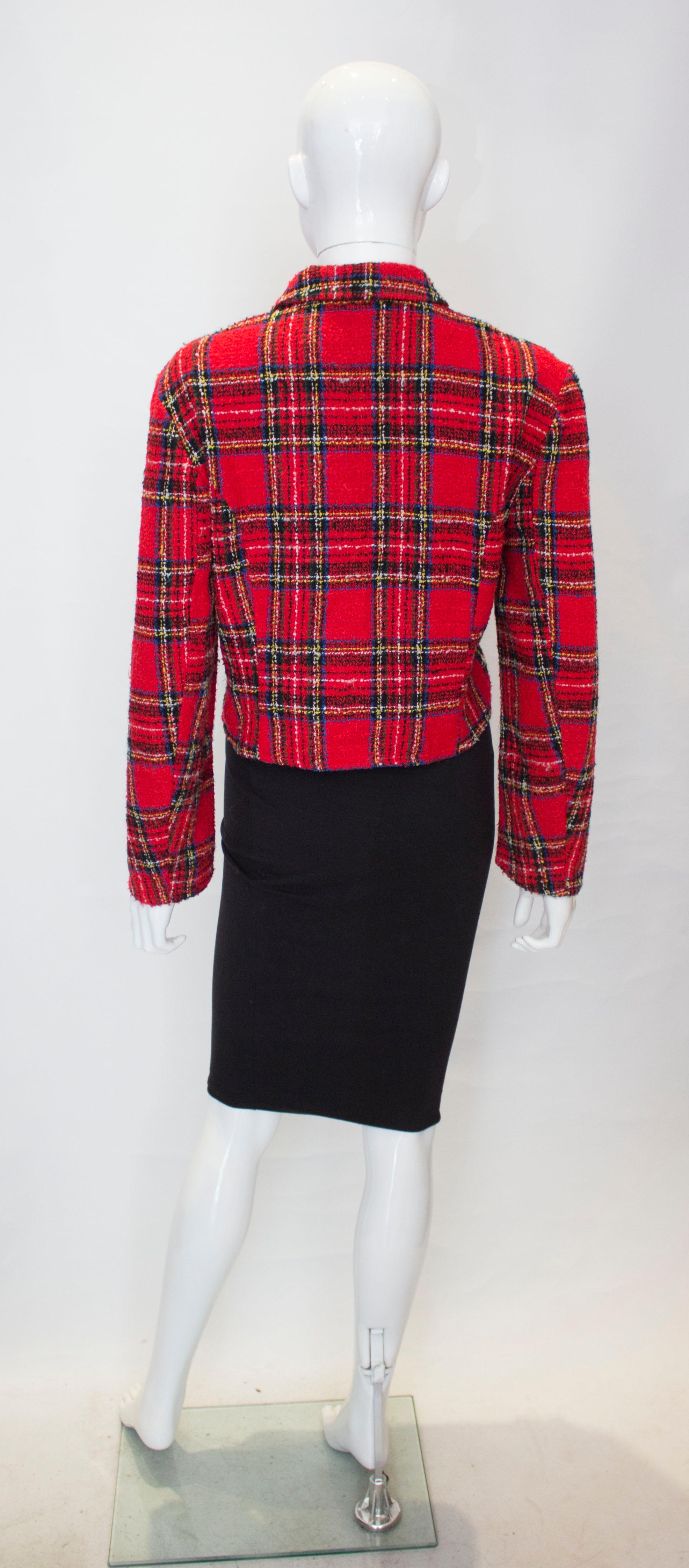 Vintage Tartan Boucle Jacket In Good Condition For Sale In London, GB