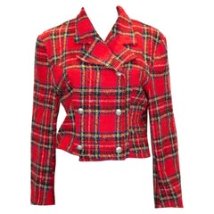 Tartan-Boucle-Jacke im Vintage-Stil