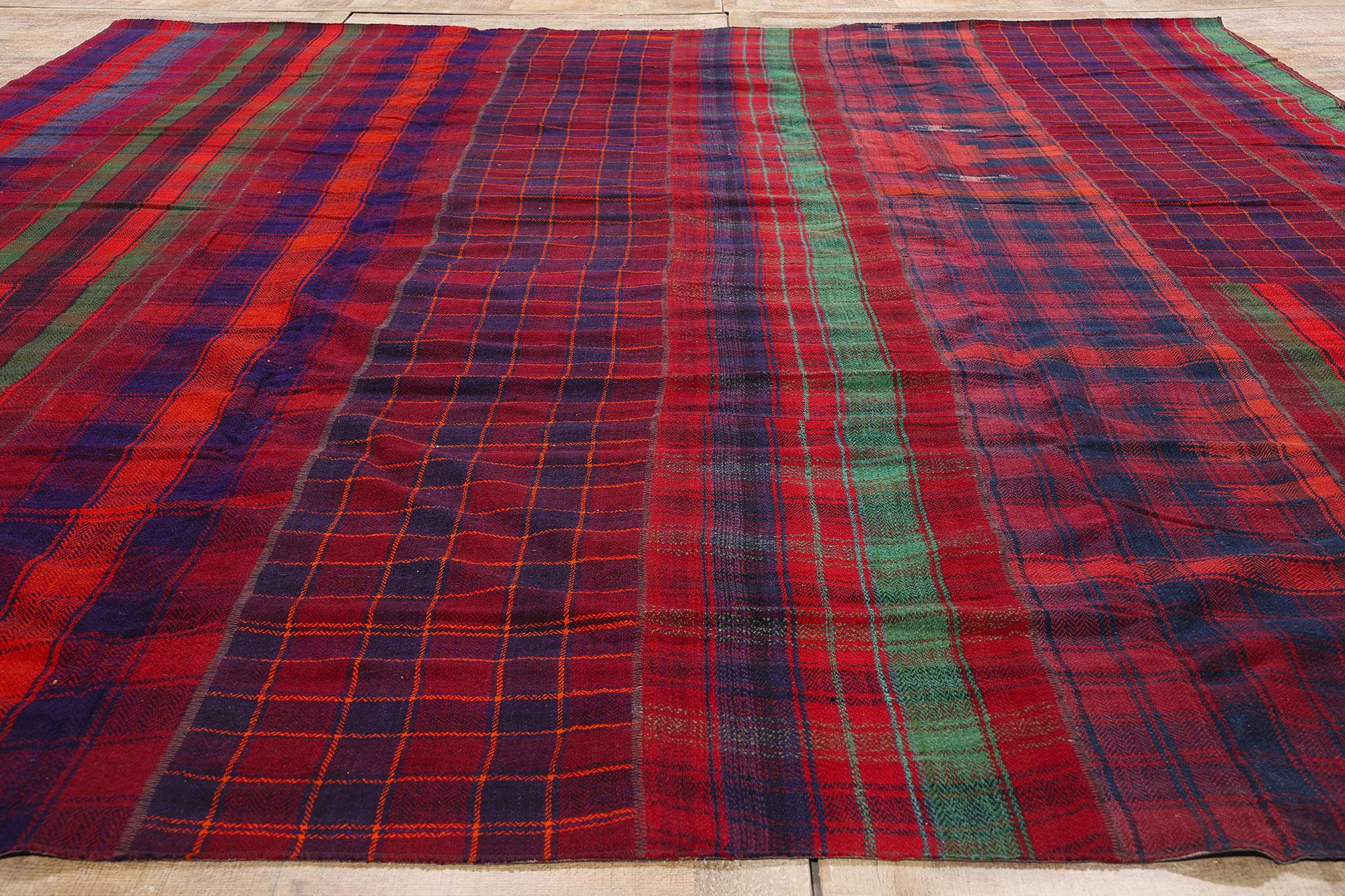 Hand-Woven 1960's Tartan Plaid Rug with Traditional Ivy League Style For Sale