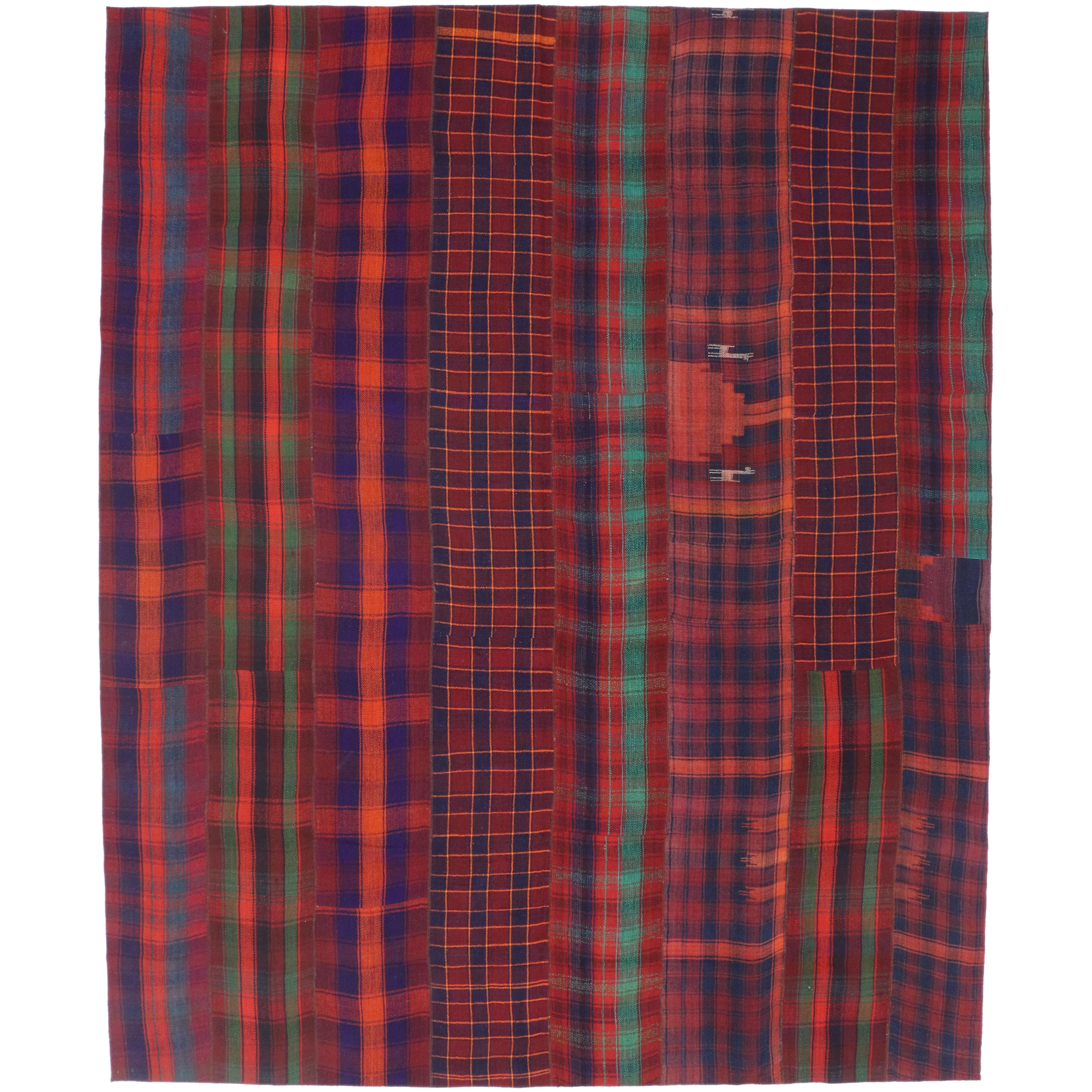 Vintage Tartan Plaid Area Rug with Luxury Lodge Style and Modern Rustic Charm  For Sale