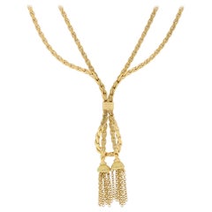 Vintage Tassel Drop Necklace Set in 18 Karat Yellow Gold