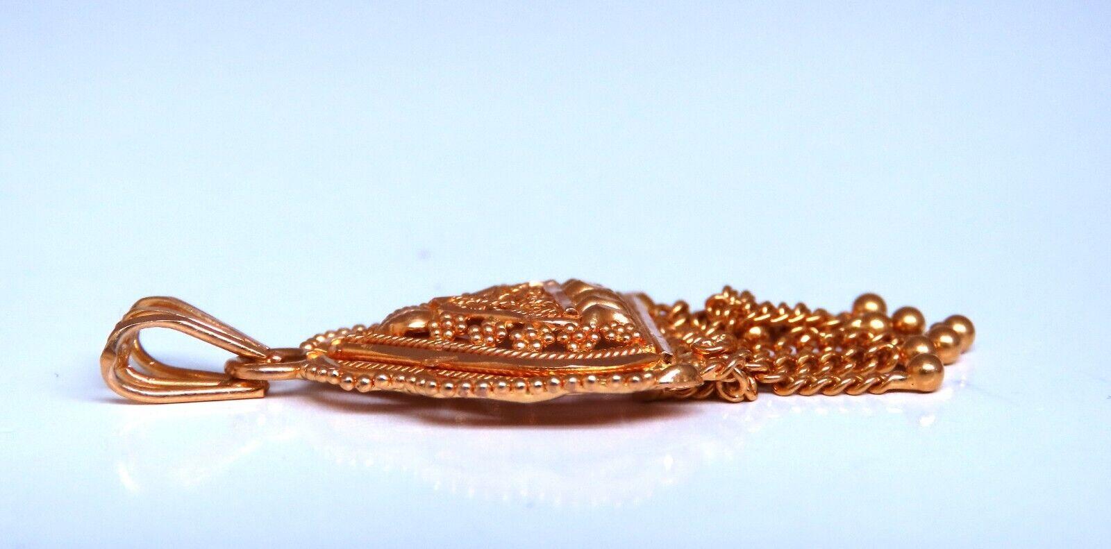 Vintage Tassel Medallion Tassel Iconic Emblem Pendant 22 Karat Gold For Sale 1