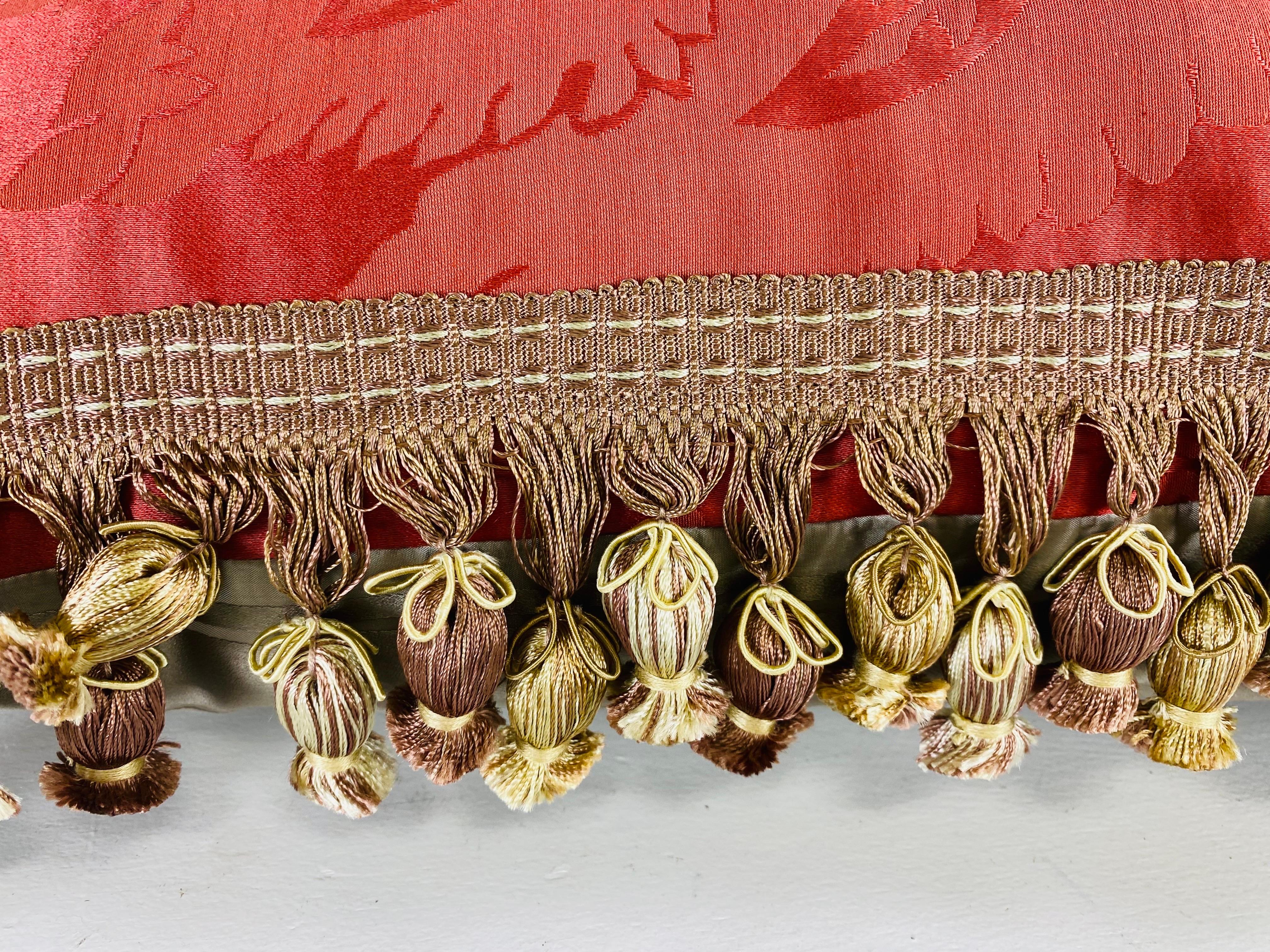 Vintage tasseled Scalamandre silk pillows/pair In Good Condition In Allentown, PA