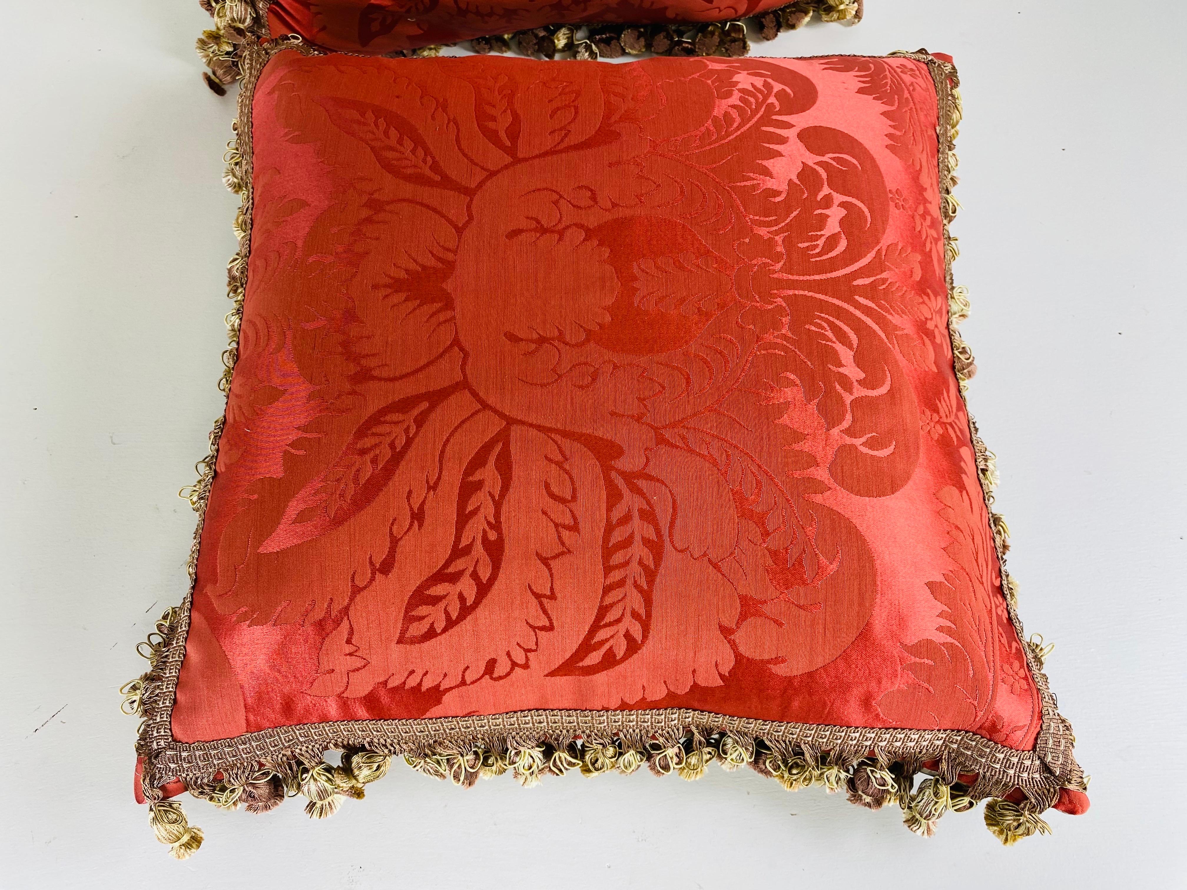 Silk Vintage tasseled Scalamandre silk pillows/pair