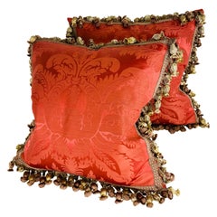 Vintage tasseled Scalamandre silk pillows/pair