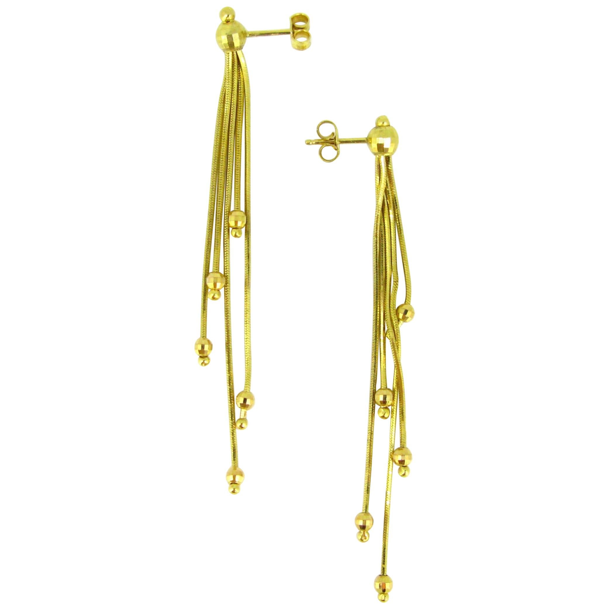 Vintage Tassels Facetted Beads Studs Earrings, 18 Karat Yellow Gold
