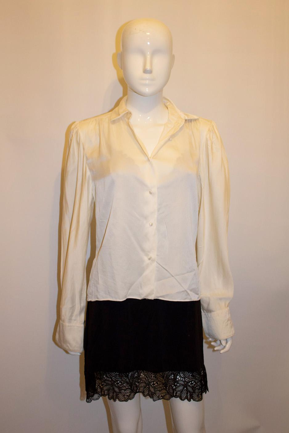 Brown Vintage Tatters Silk Shirt / Blouse For Sale