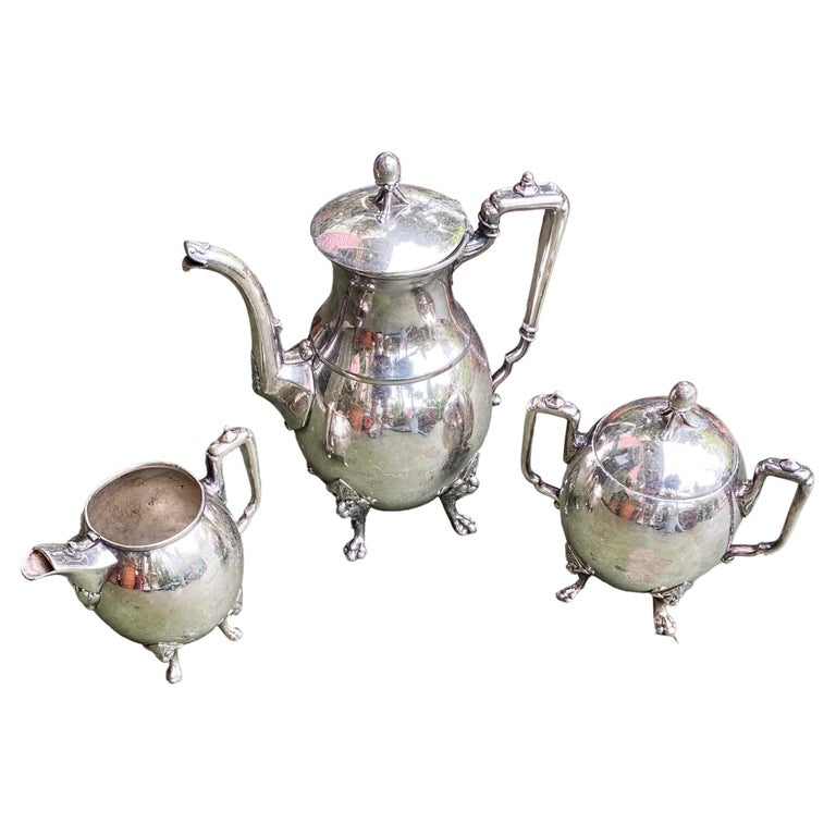 Vintage Taunton Silver Plated Art Deco Tea Service For Sale at 1stDibs