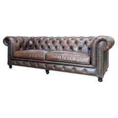 Vintage Taupe Leder Chesterfield Sofa, 1970er Jahre