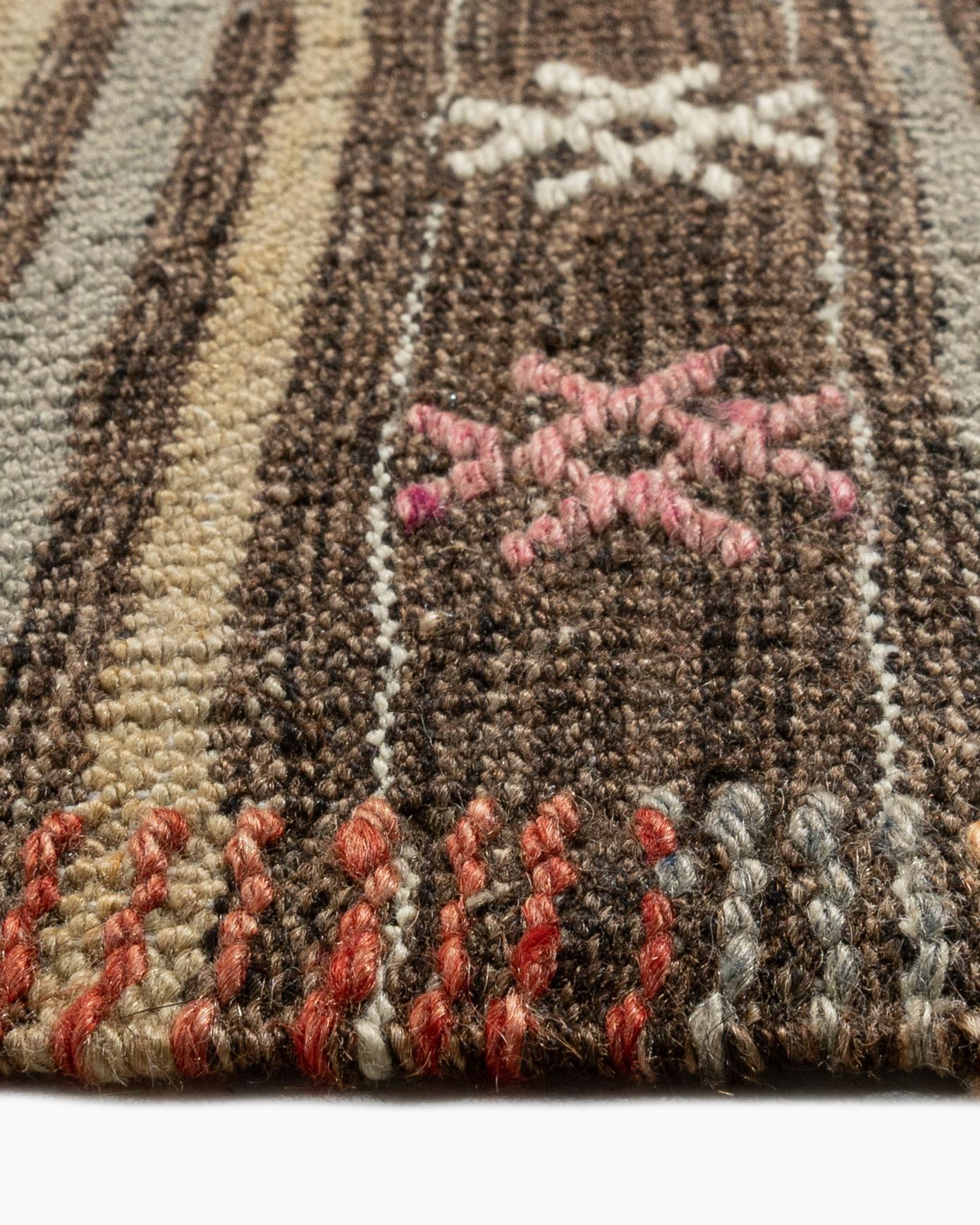 Vintage Taupe Türkisch Jajim Flachgewebe Bereich Teppich 5'2 x 9'7 im Angebot 2