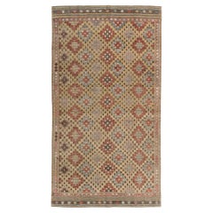 Vintage Taupe Turkish Jajim Flatweave Area Rug 5'2 x 9'7