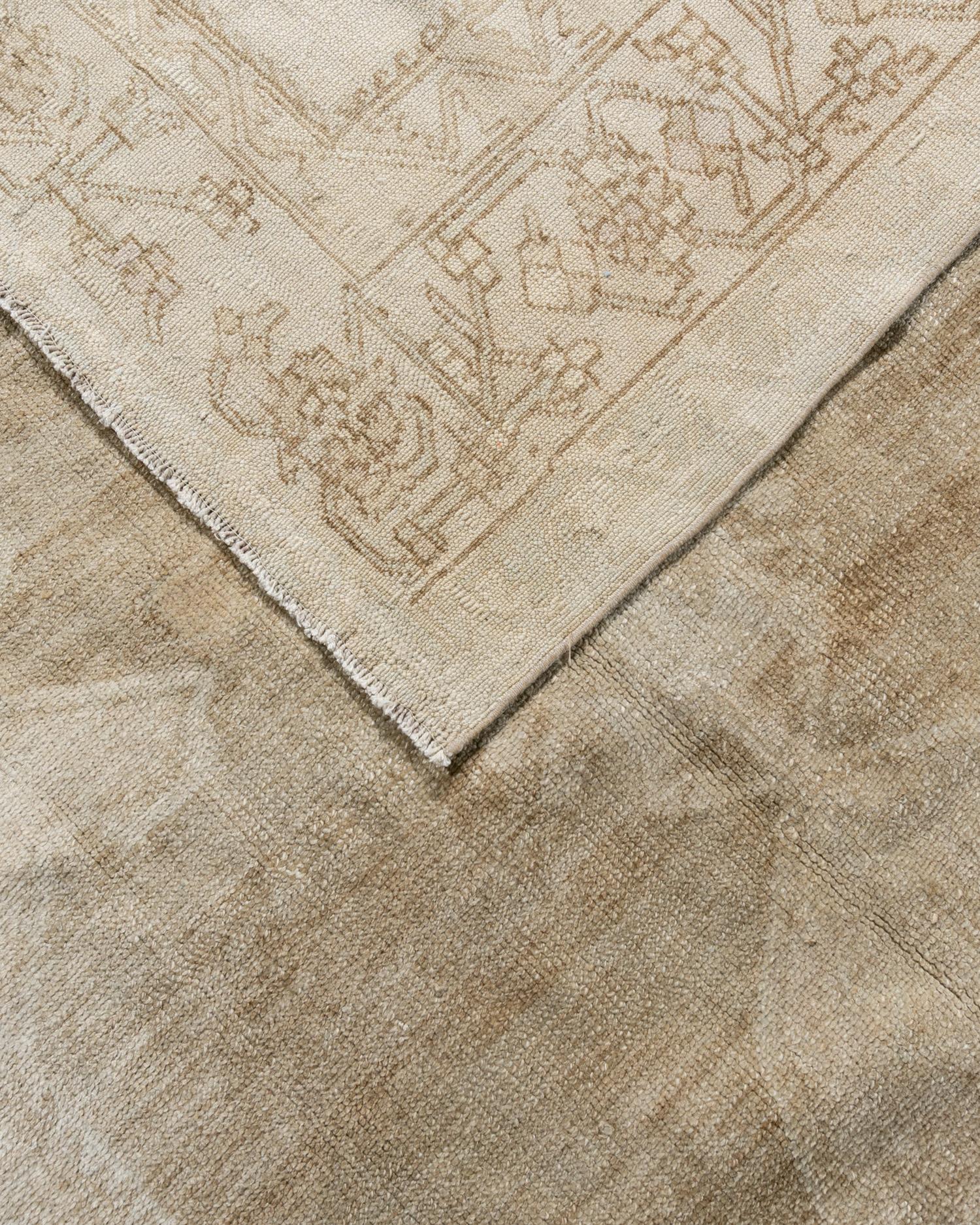 Vintage Taupe Türkisch Kars Teppich 6'7 x 12'5 im Angebot 3