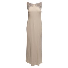 Vintage Taupe Valentino Boutique Abito in seta impreziosito taglia US M.