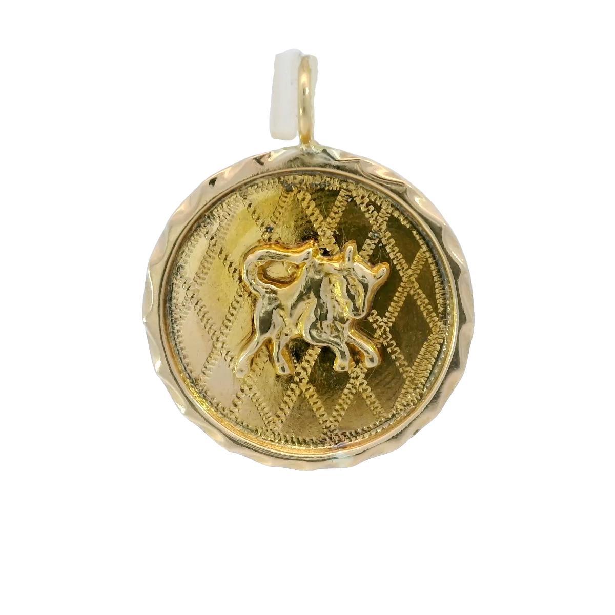 Pendentif Vintage Taurus Zodiac Or Jaune 12K 1.5