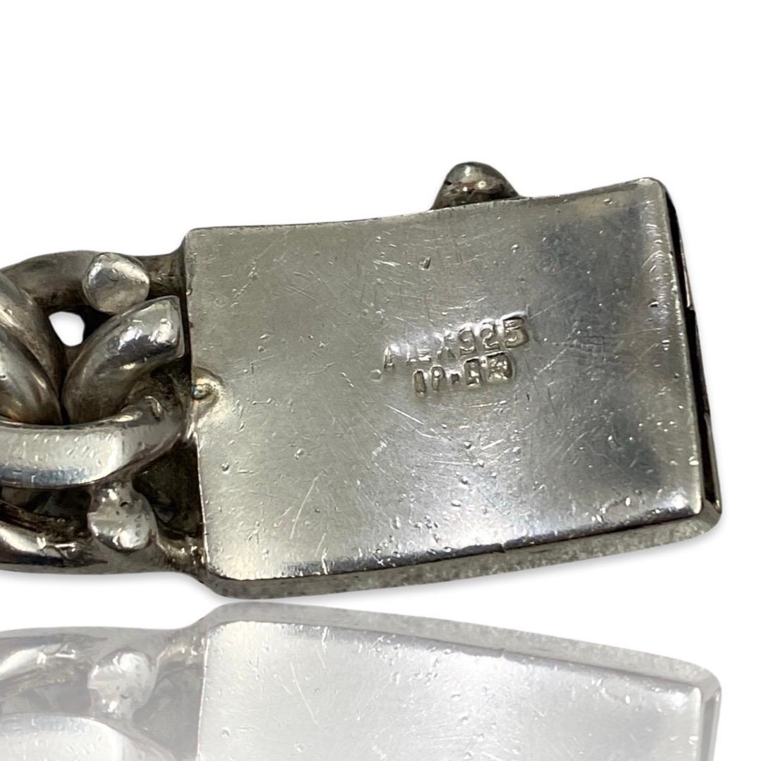 Vintage Taxco Men's 18mm Byzantine Link Heavy Solid Sterling Silver Bracelet For Sale 2