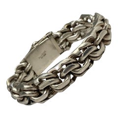 Pulsera vintage Taxco para hombre de eslabones bizantinos de 18 mm de plata de ley maciza