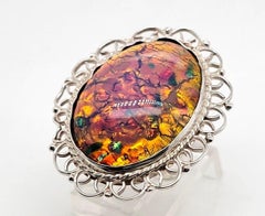 Vintage Taxco Mexico 925 Silver Multicolor Art Glass Statement Ring Sz 5 10g