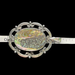 Vintage TAXCO MEXICO Sterling Silver Abalone Scalloped Pendant 11.6 g