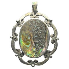 Vintage TAXCO MEXICO Sterling Silver Abalone Scalloped Pendant 11.6 g