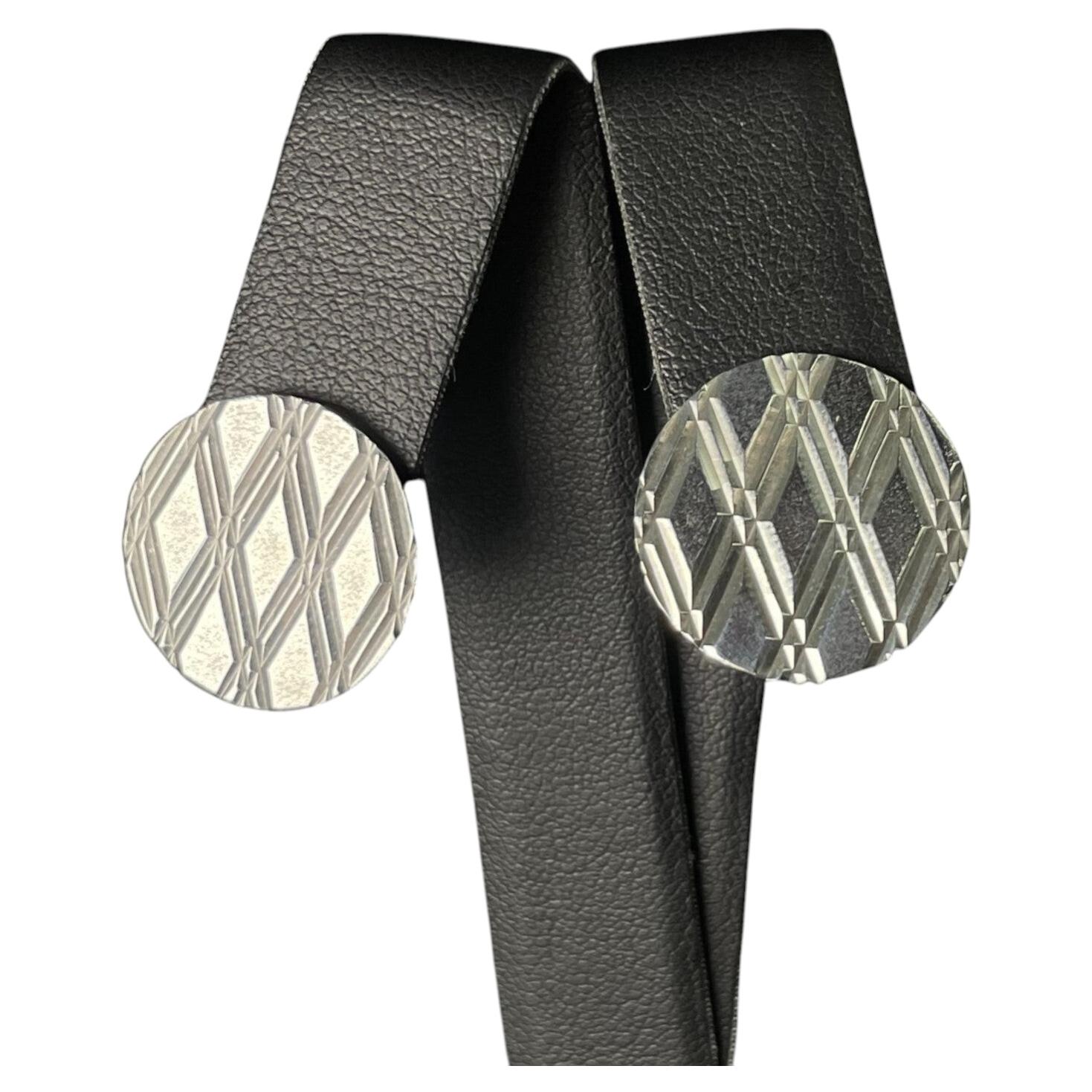 Vintage Taxco Mexico Sterling Silver Geometric Disc Earrings 925 Post Earrings