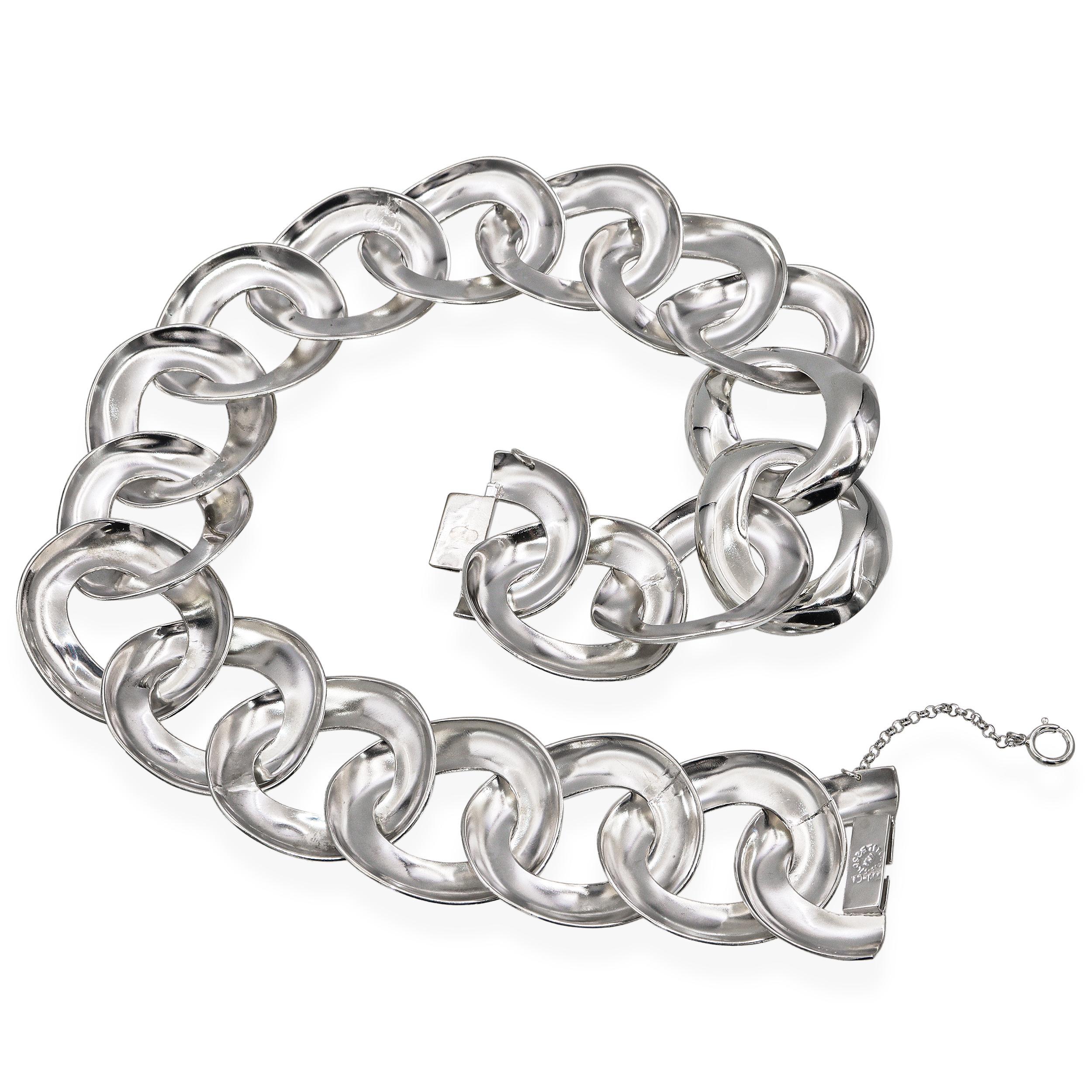 Vintage Taxco Mexico - Collana in argento sterling a maglie larghe A. Silver In condizioni buone in vendita a New York, NY