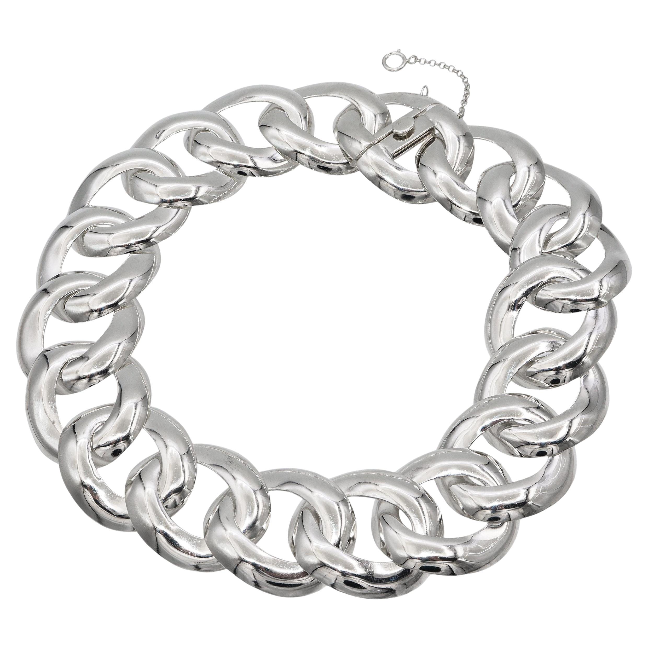 Vintage Taxco Mexico - Collana in argento sterling a maglie larghe A. Silver in vendita