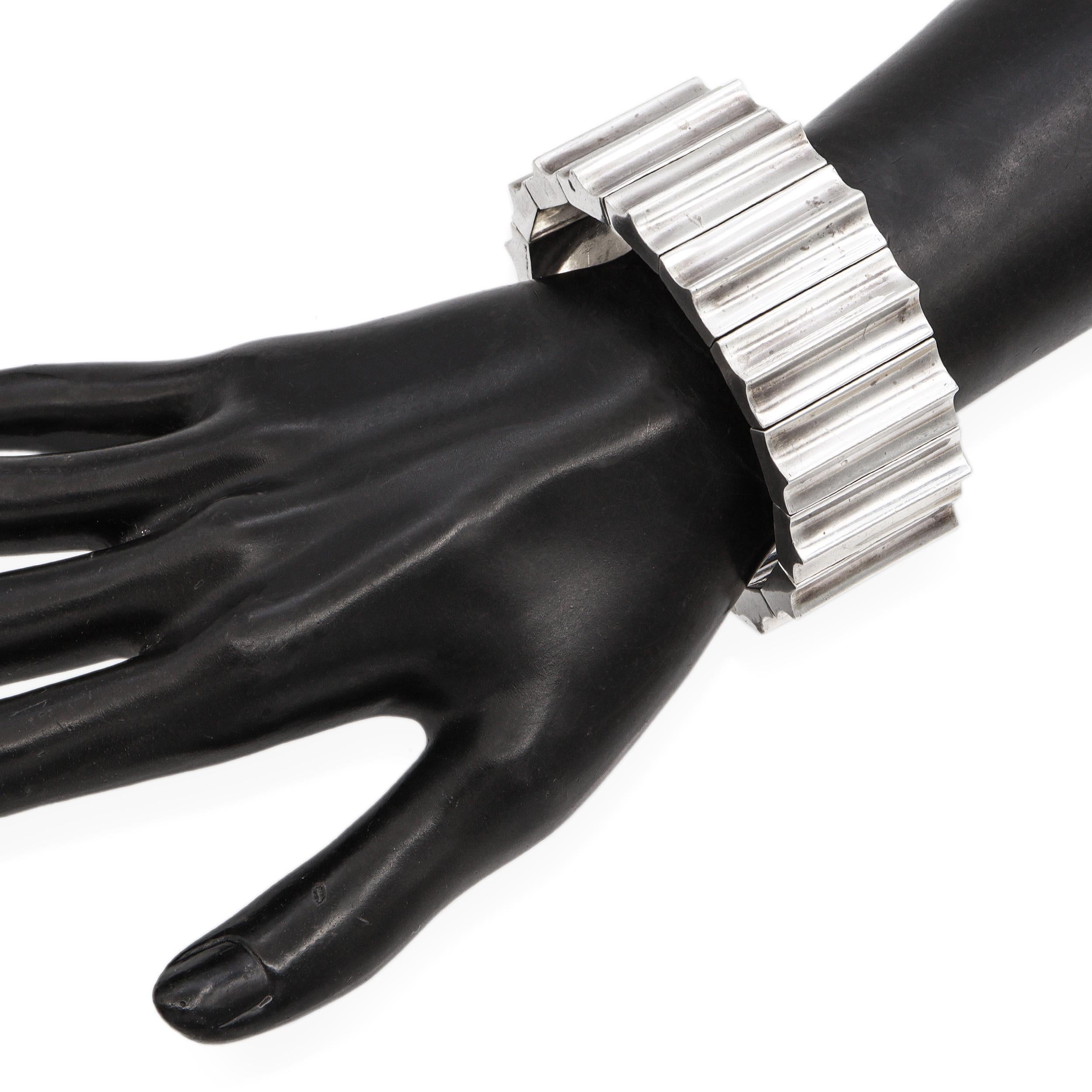 Vintage Taxco Mexico Sterling Silber Modernist Armband (Moderne) im Angebot