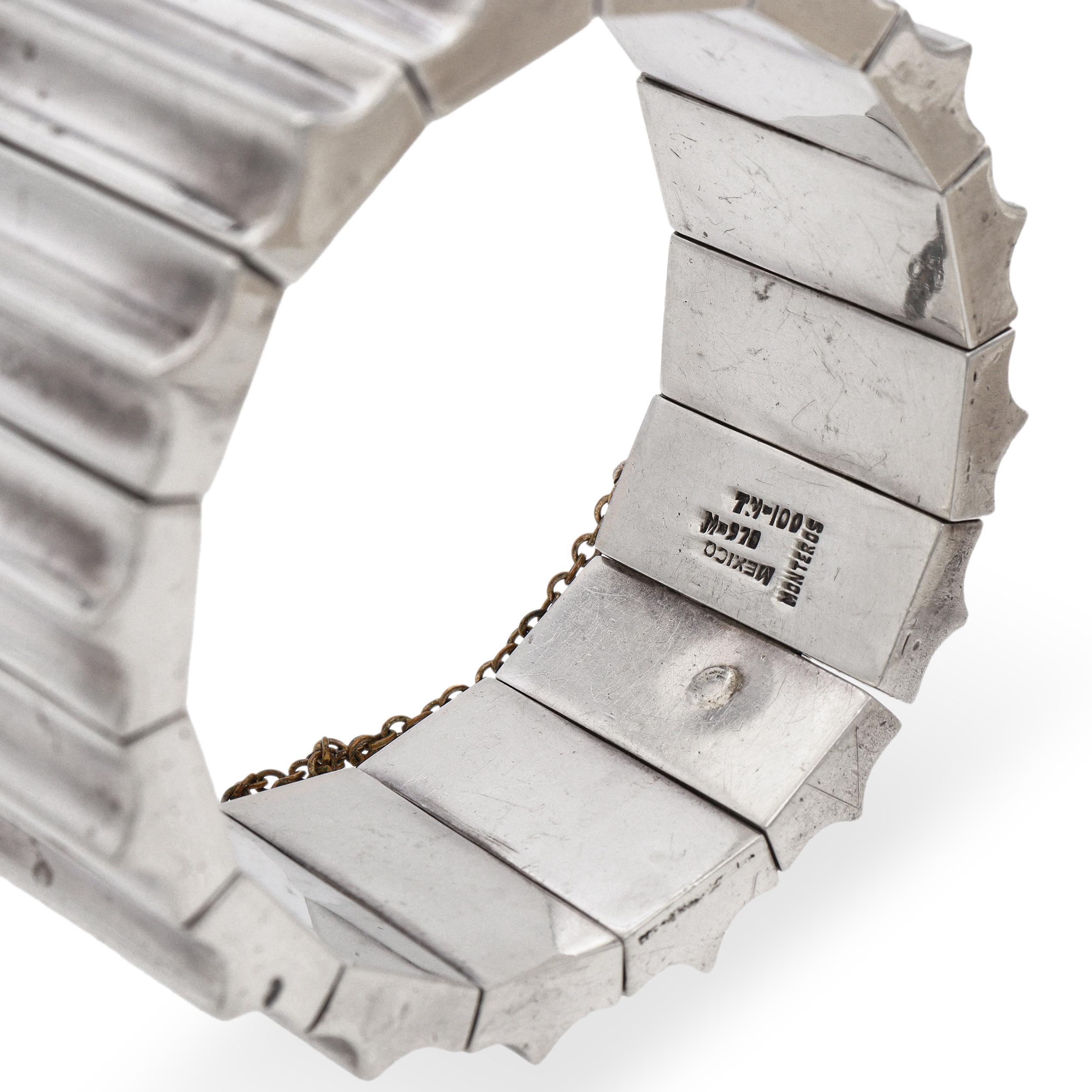 Vintage Taxco Mexico Sterling Silber Modernist Armband im Angebot 1